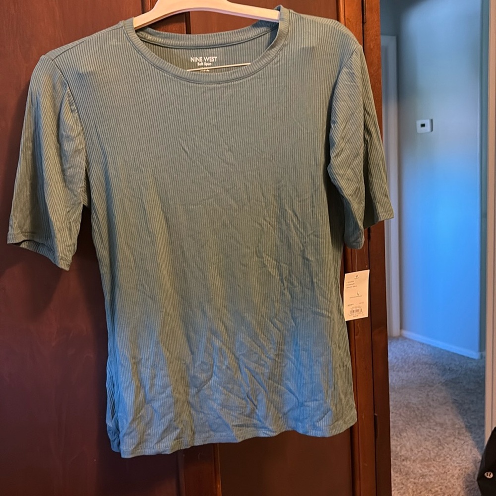 Nine West Ribbed Short Sleeve Top Size XXL. NWT